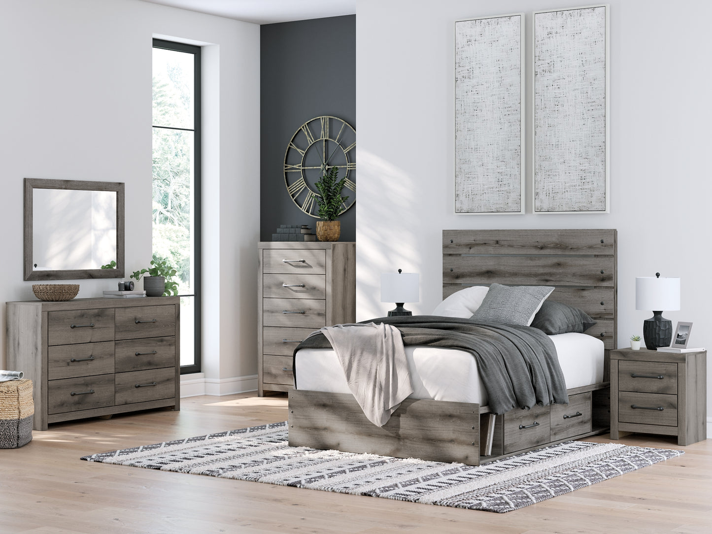 Cama con paneles y almacenamiento Graystorm