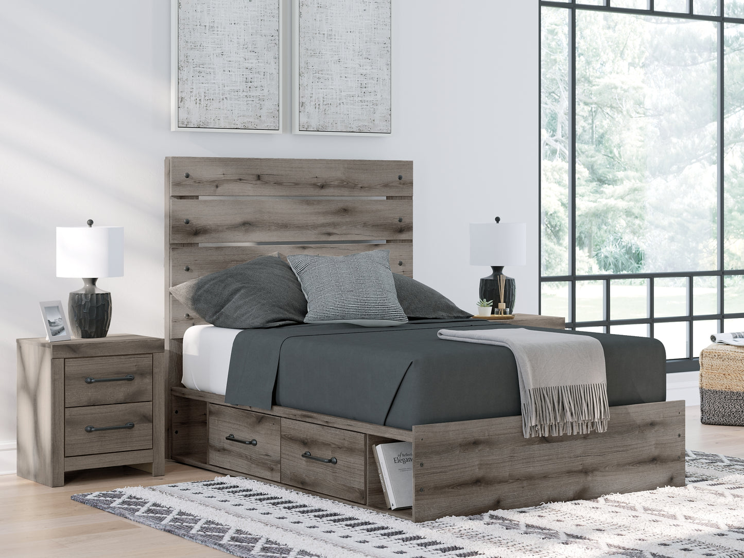 Cama con paneles y almacenamiento Graystorm