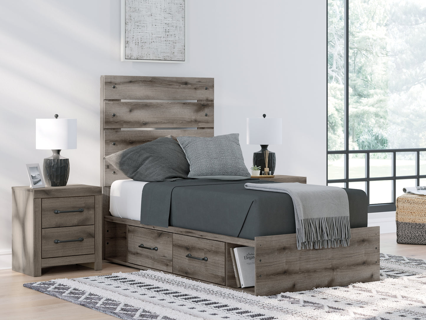 Cama con paneles y almacenamiento Graystorm