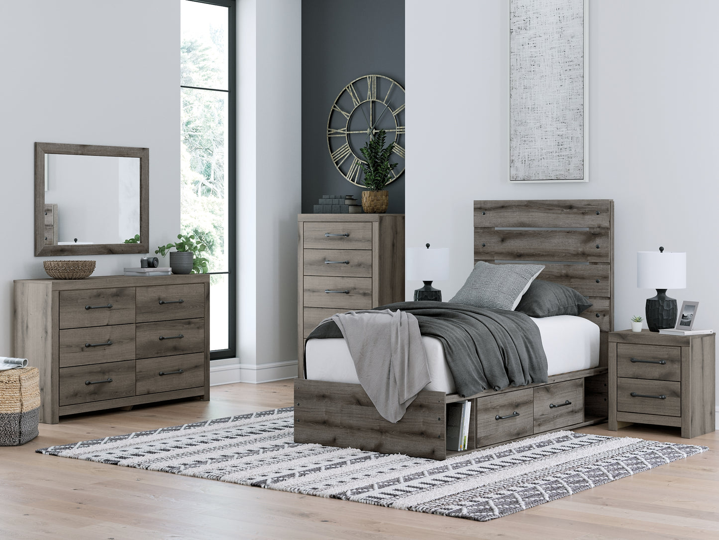 Cama con paneles y almacenamiento Graystorm
