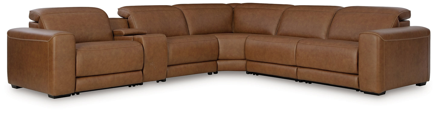 Seccional reclinable eléctrico Magic Man de 6 piezas con consola