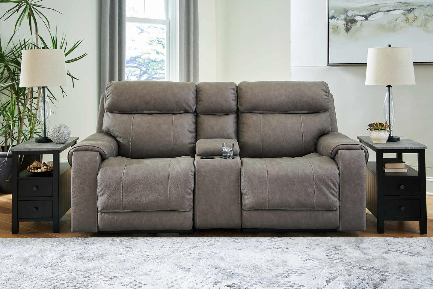 Loveseat seccional reclinable eléctrico de 3 piezas Starbot con consola