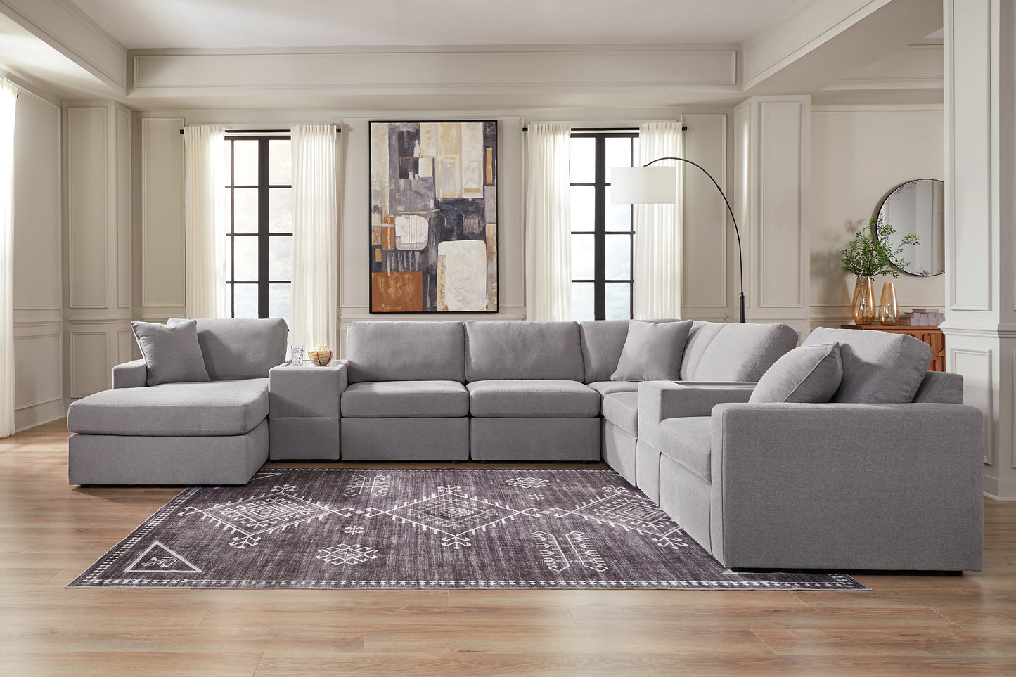 Seccional Modmax de 8 piezas con chaise longue y consolas de almacenamiento