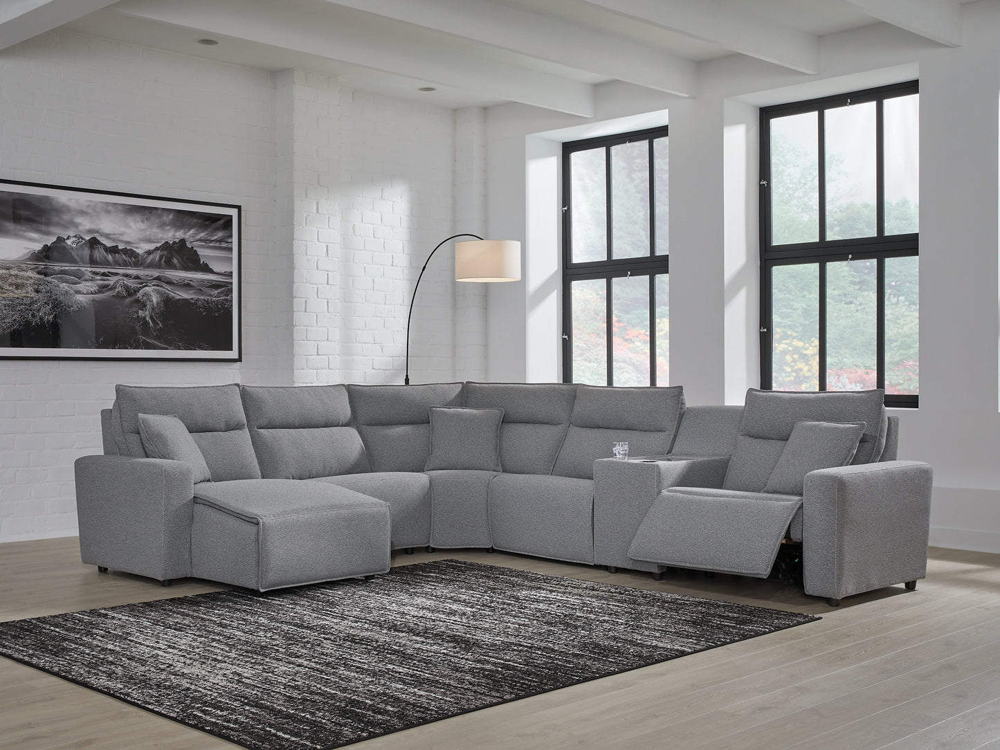 Seccional reclinable eléctrico ModMax II de 6 piezas con chaise longue
