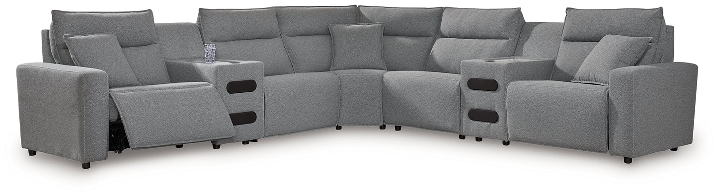 Seccional reclinable eléctrico ModMax II de 7 piezas con chaise longue