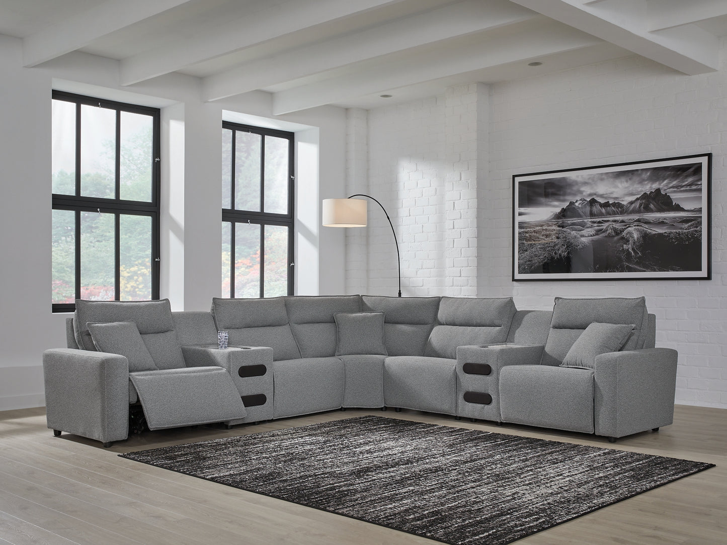 Seccional reclinable eléctrico ModMax II de 7 piezas con chaise longue