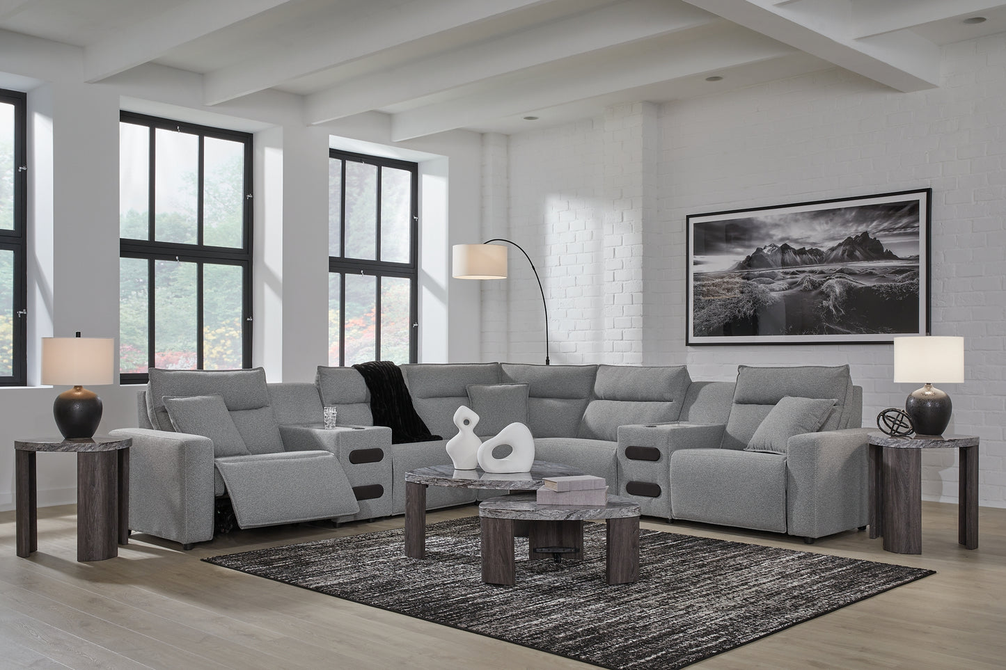 Seccional reclinable eléctrico ModMax II de 7 piezas con chaise longue