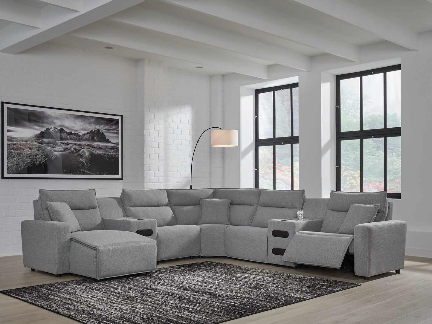 Seccional reclinable eléctrico ModMax II de 7 piezas con chaise longue
