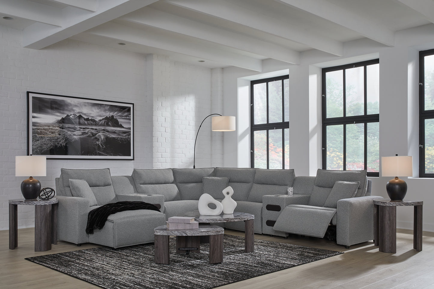 Seccional reclinable eléctrico ModMax II de 7 piezas con chaise longue