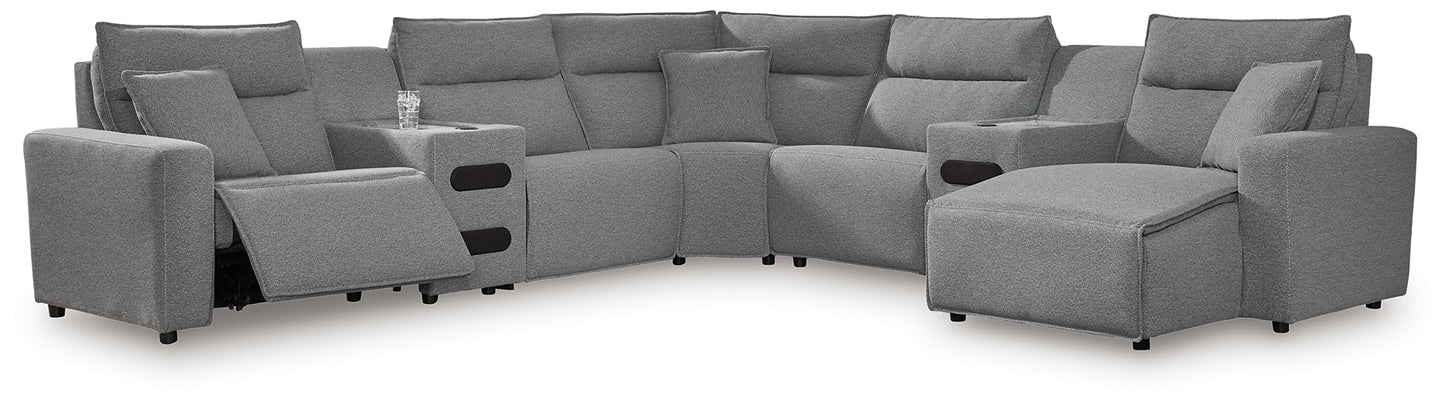 Seccional reclinable eléctrico ModMax II de 7 piezas con chaise longue