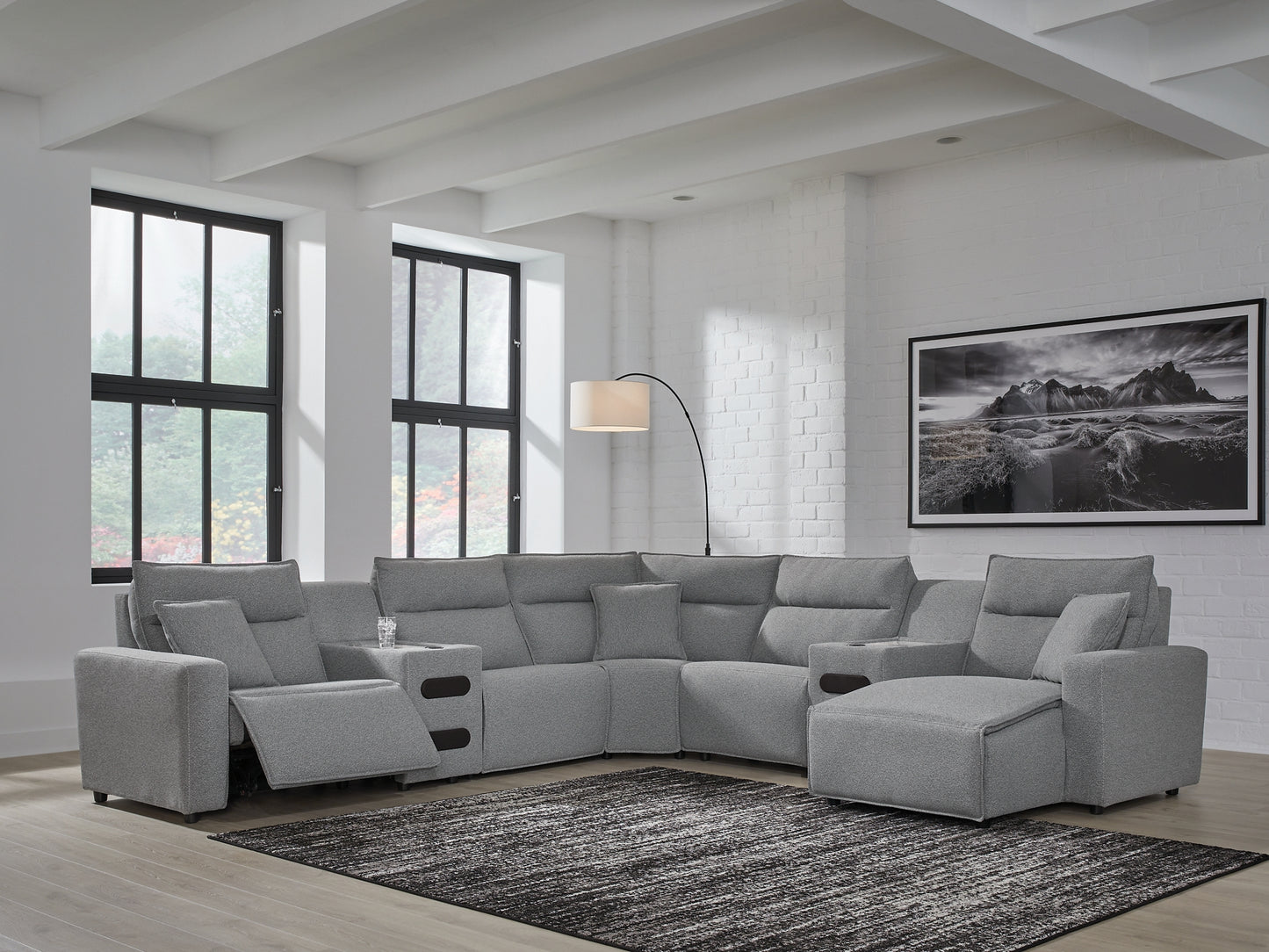 Seccional reclinable eléctrico ModMax II de 7 piezas con chaise longue