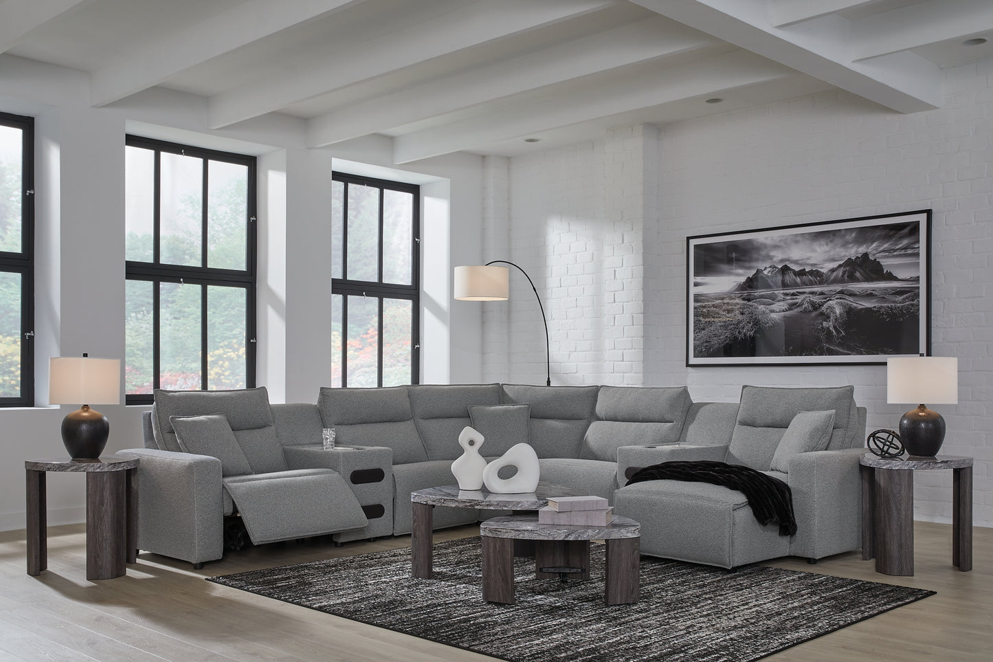Seccional reclinable eléctrico ModMax II de 7 piezas con chaise longue