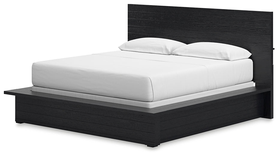 Cama California King con paneles, tocador con espejo y mesita de noche de Londer