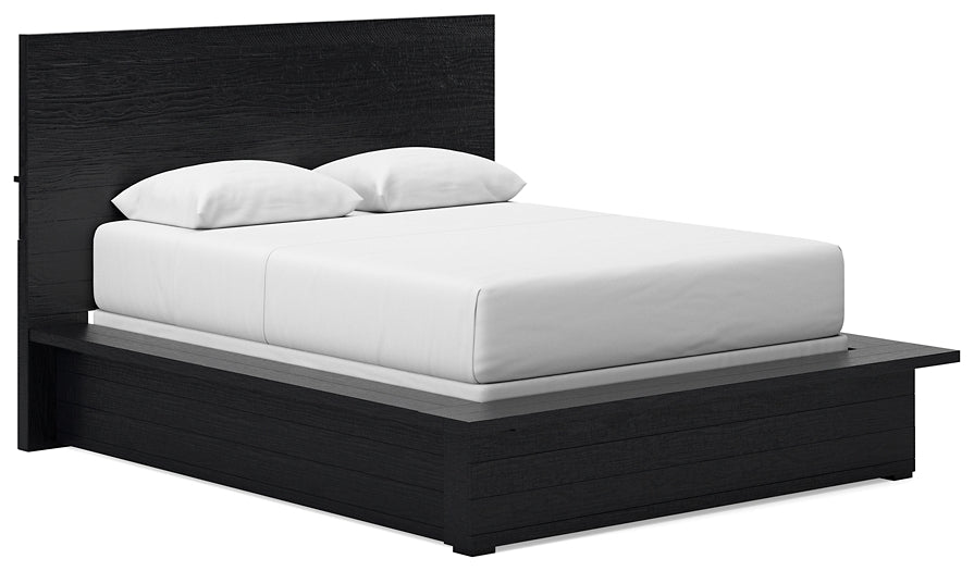Cama Queen Londer con paneles, tocador con espejo y mesita de noche