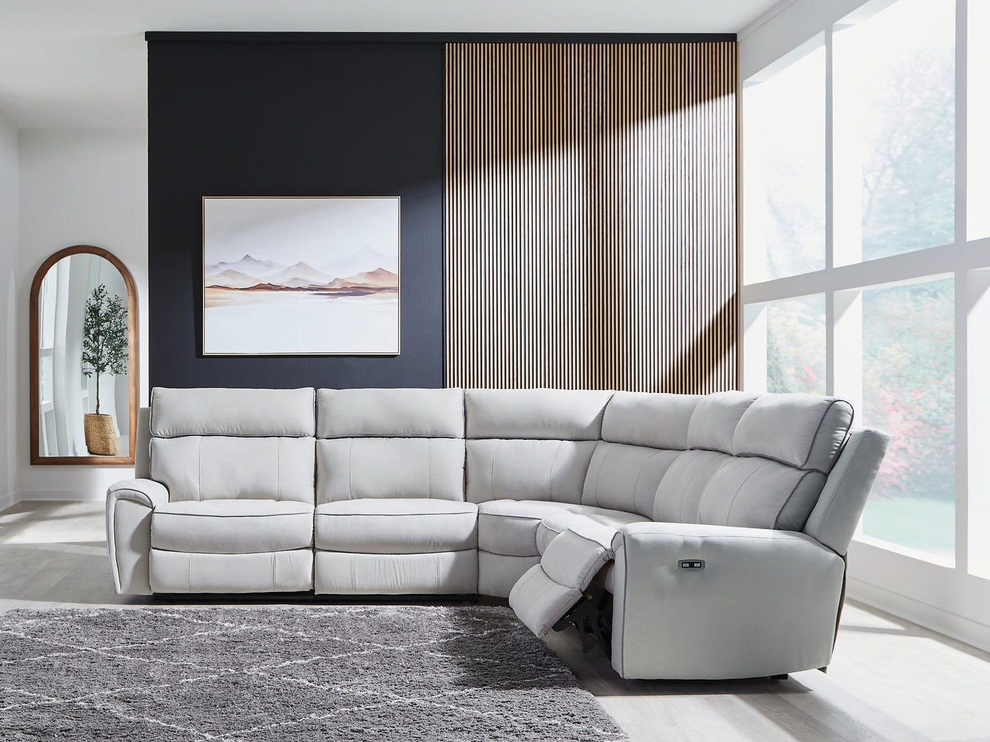 Seccional reclinable eléctrico de 5 piezas Social Pointe