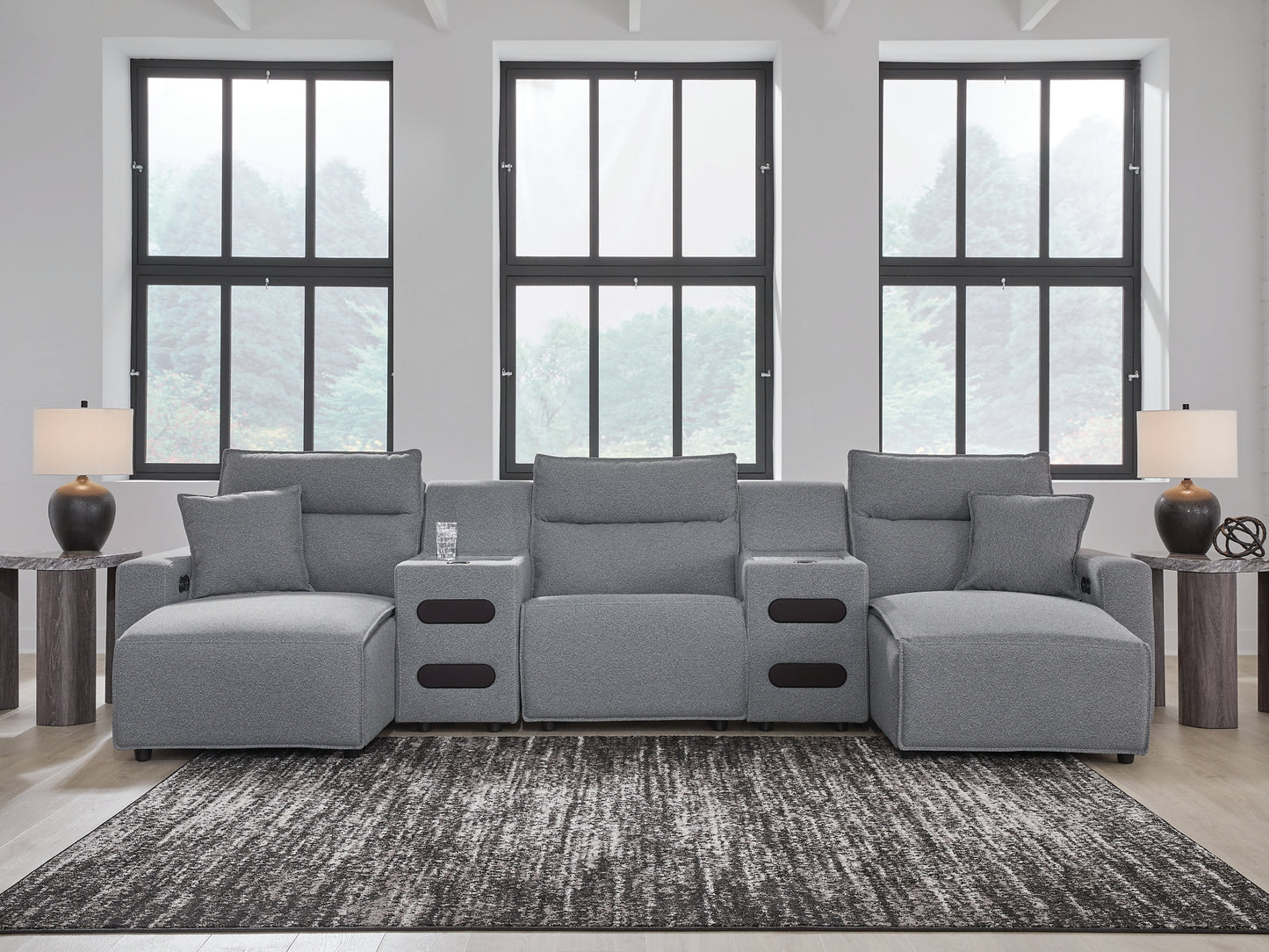 Seccional reclinable eléctrico ModMax II de 5 piezas con chaise longue