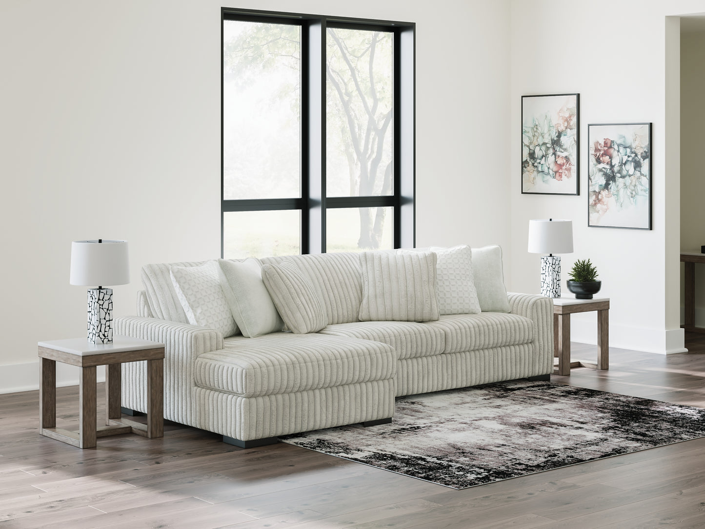 Estupendo sofá seccional de 2 piezas con chaise longue