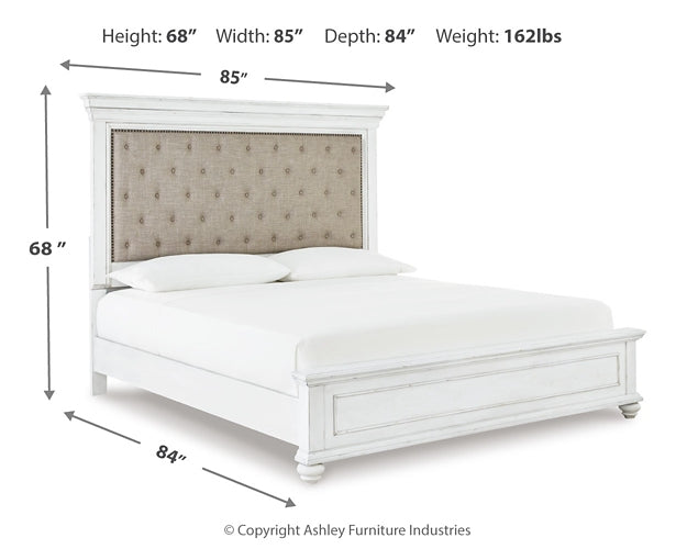 Cama Kanwyn Queen con paneles y tocador con espejo