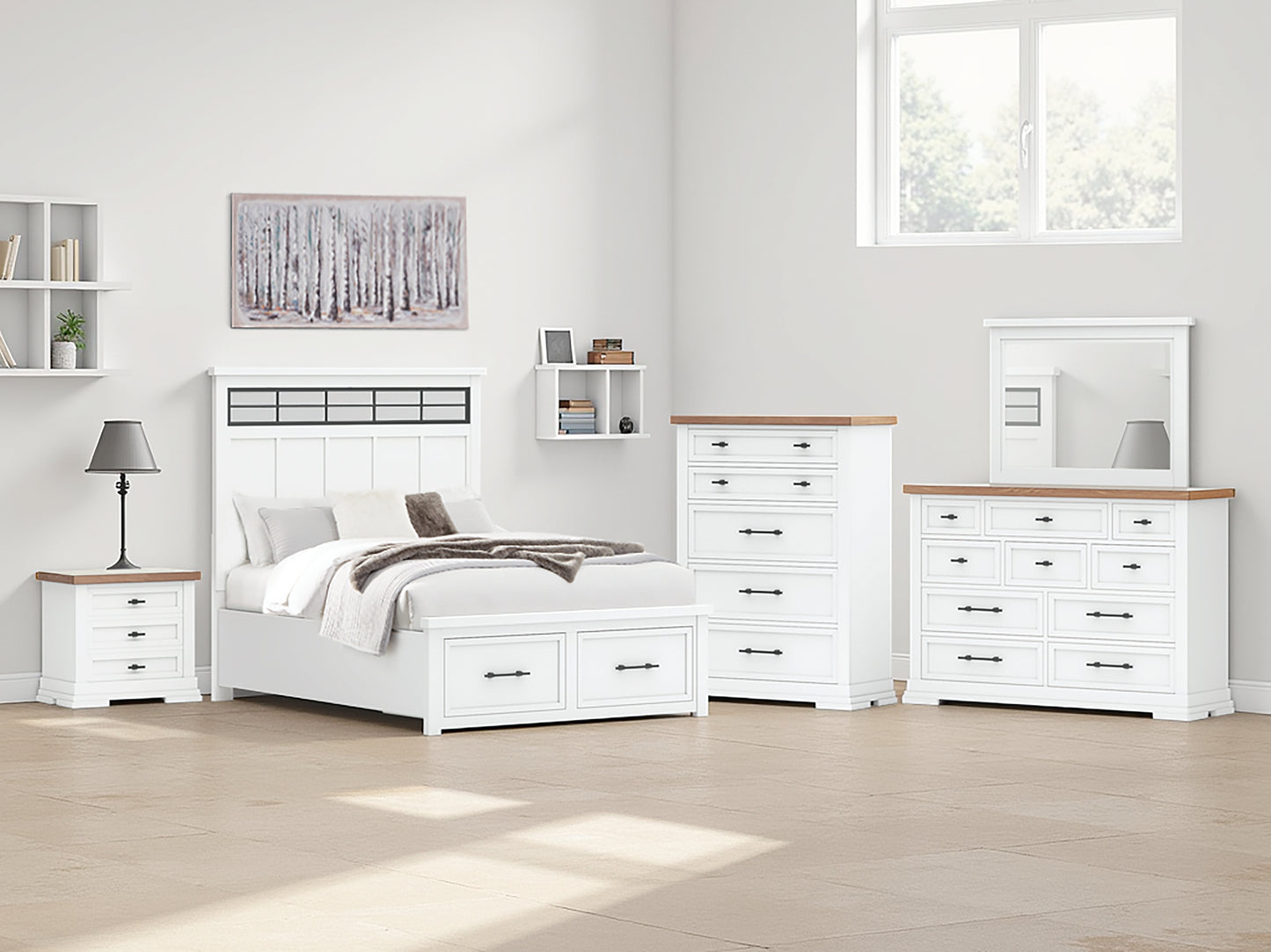 Cama con almacenamiento y paneles Ashbryn