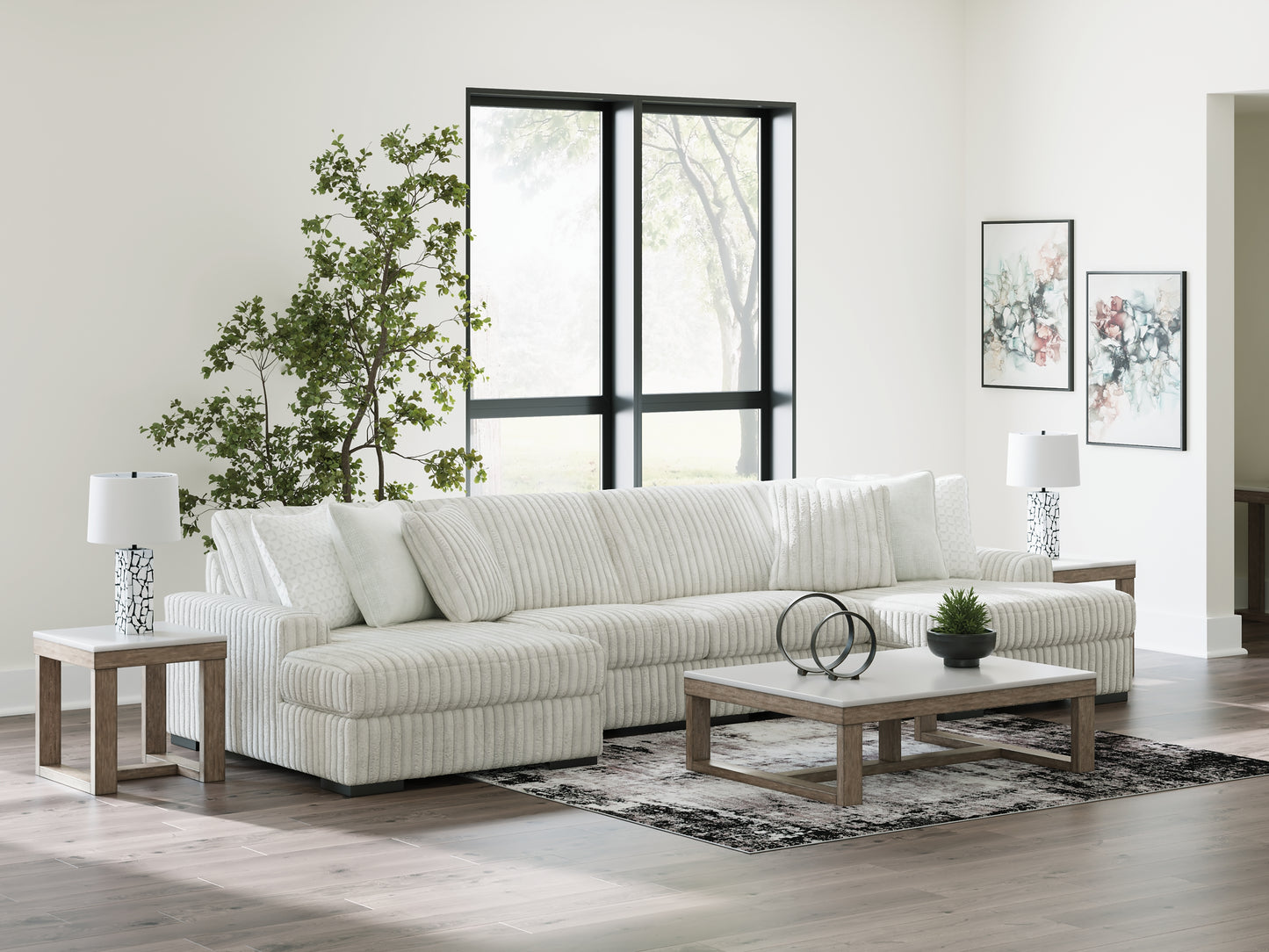 Estupendo seccional de 4 piezas con chaise longue doble