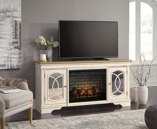 Mueble para TV Realyn de 74" con chimenea eléctrica