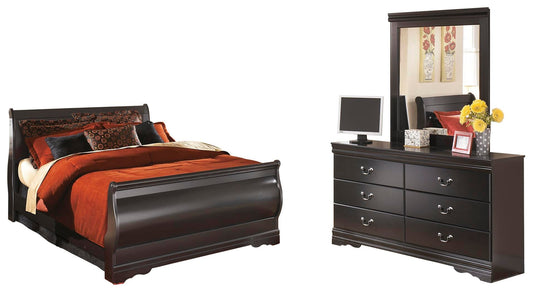 Cama Queen tipo trineo Huey Vineyard con tocador con espejo
