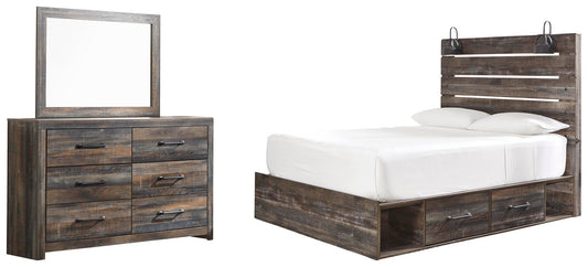 Cama Drystan Queen con 4 cajones y tocador con espejo