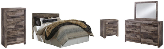 Cabecera Derekson tamaño queen/completo con tocador con espejo, cómoda y mesita de noche