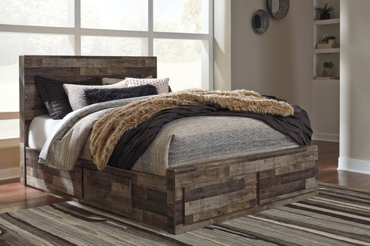 Cama con paneles Derekson y 6 cajones de almacenamiento