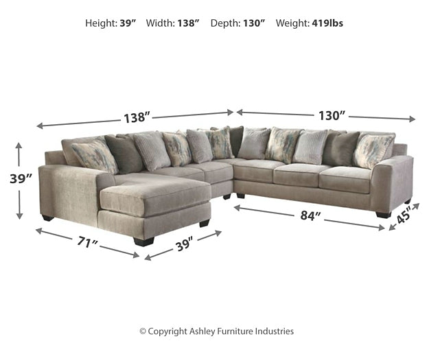 Seccional Ardsley de 4 piezas con chaise longue