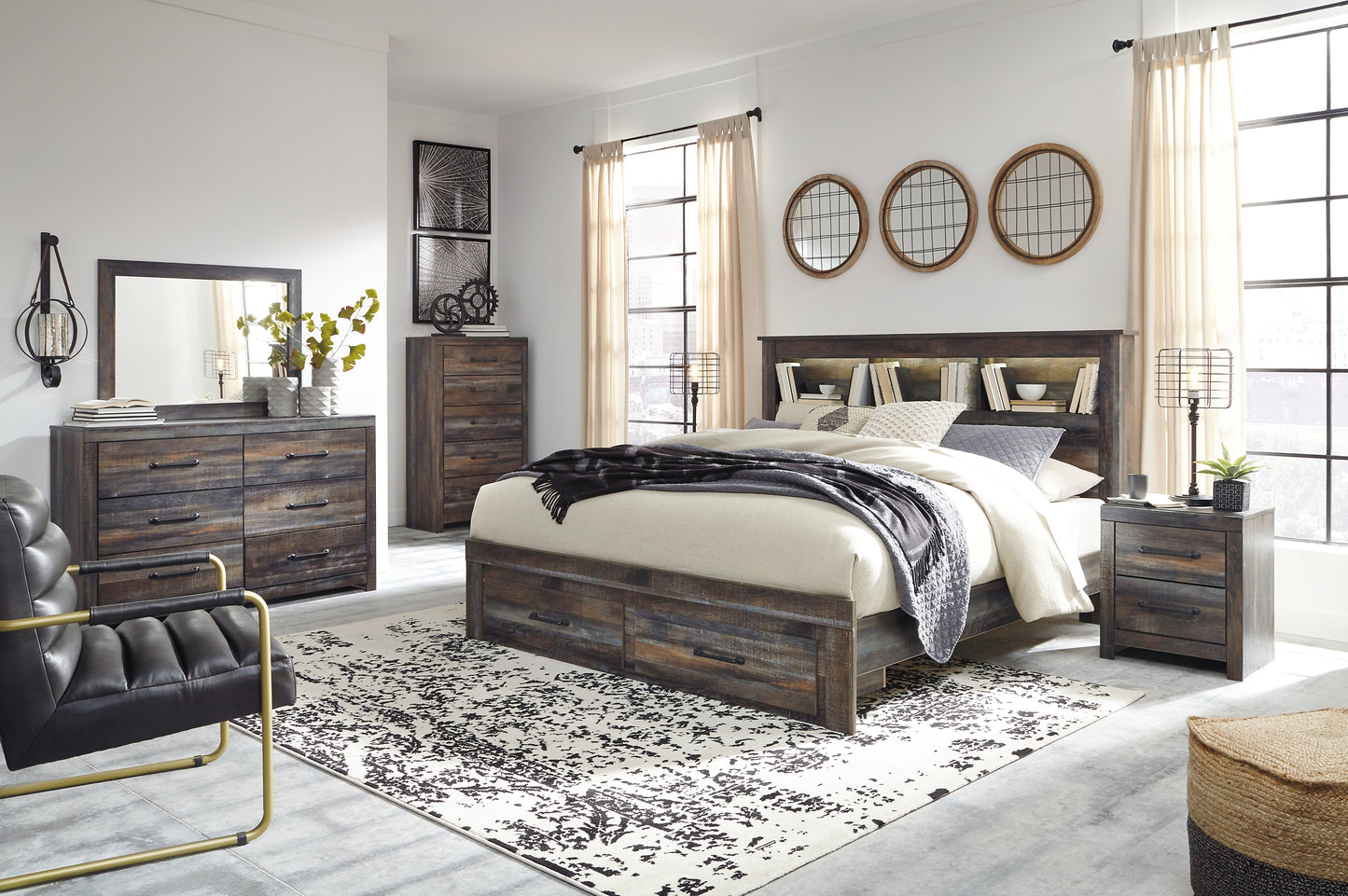Cama-librería Drystan con dos cajones de almacenamiento
