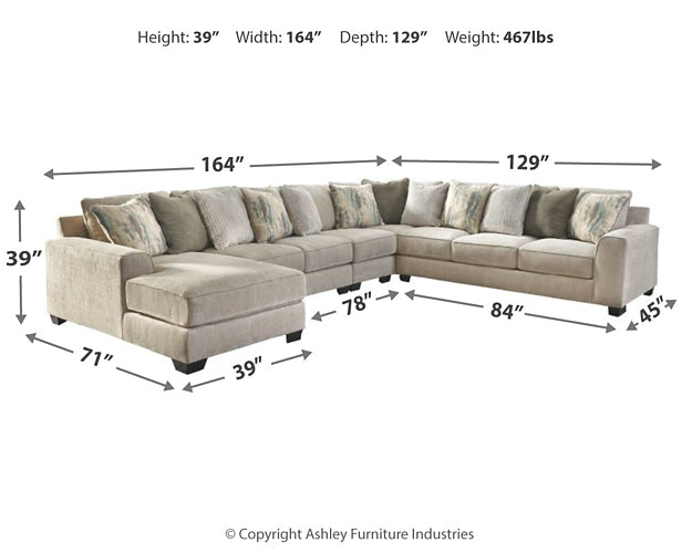Seccional Ardsley de 5 piezas con chaise longue