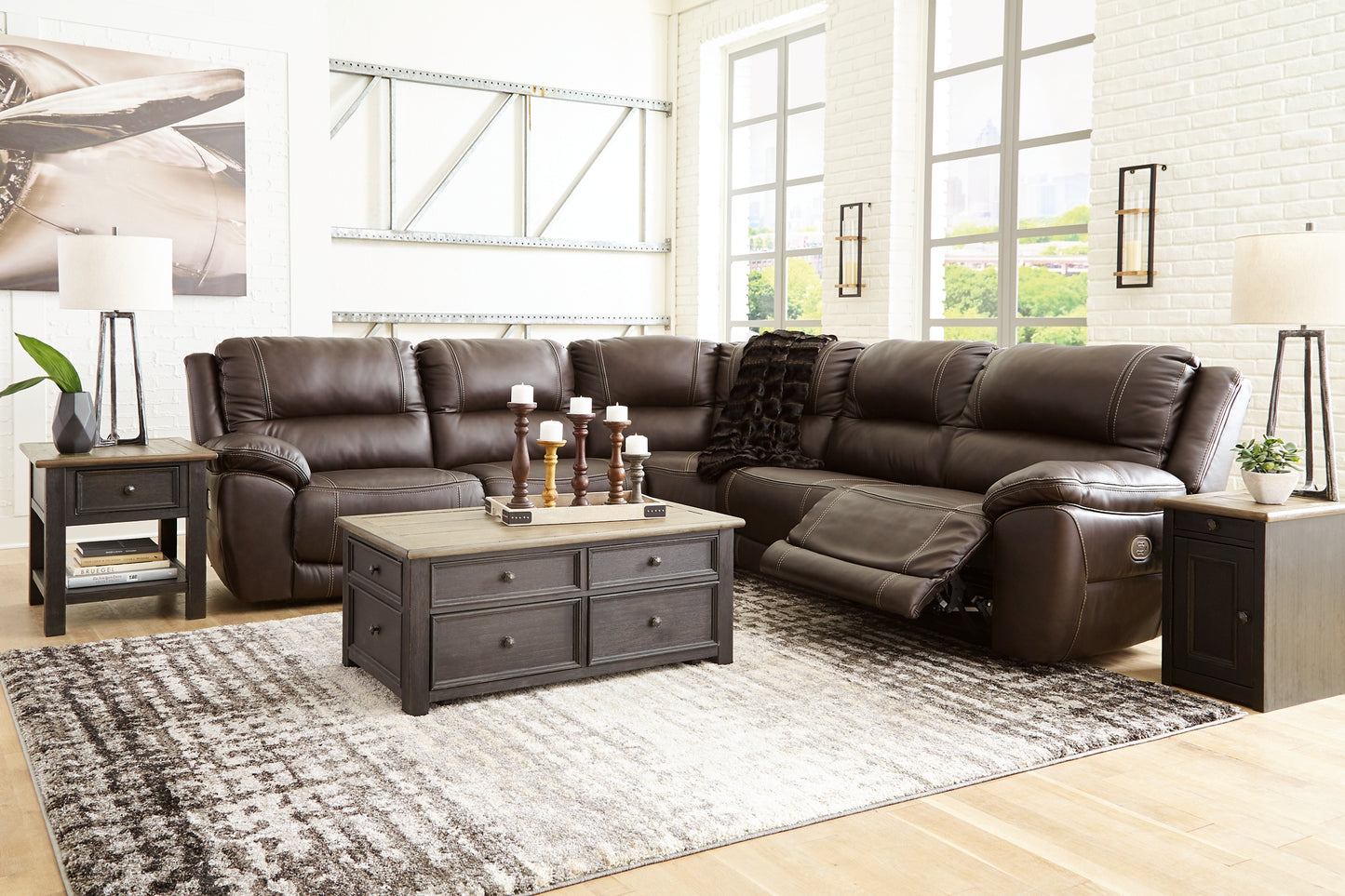 Seccional reclinable eléctrico Dunleith de 5 piezas