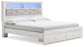 Cama-librería tapizada Altyra con espacio de almacenamiento