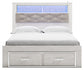 Cama-librería tapizada Altyra con espacio de almacenamiento