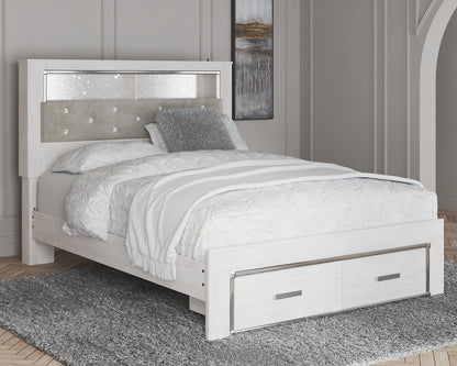 Cama-librería tapizada Altyra con espacio de almacenamiento