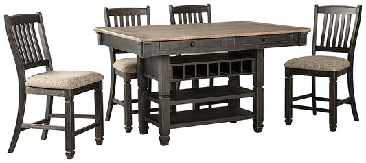 Mesa de comedor de altura de mostrador Tyler Creek y 4 taburetes