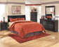 Cabecera de cama estilo trineo Huey Vineyard Queen con tocador con espejo, cómoda y mesita de noche