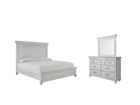 Cama Kanwyn Queen con paneles y tocador con espejo