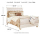 Cama tipo trineo Willowton con tocador con espejo, cómoda y mesita de noche