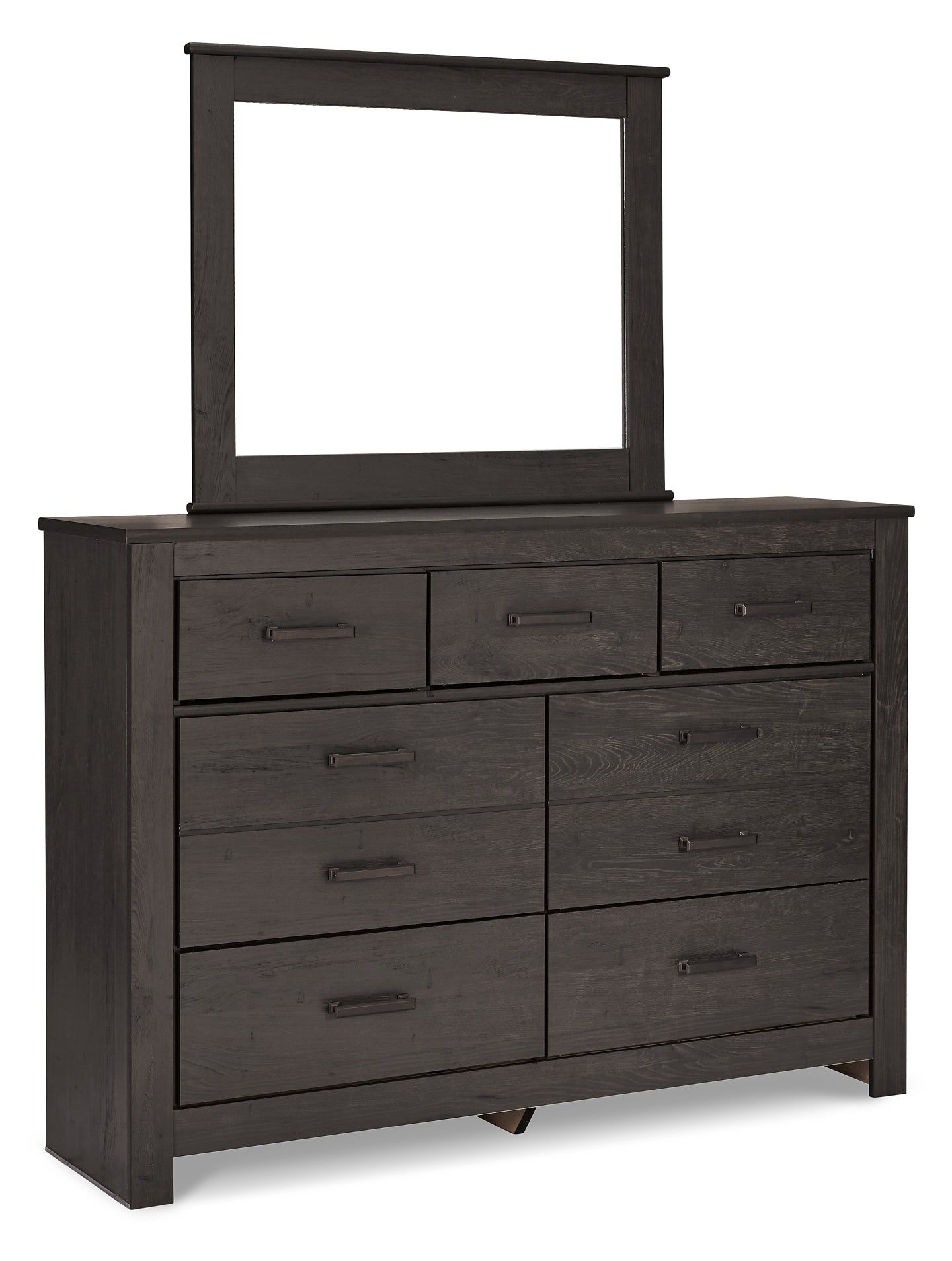 Cama King Brinxton con paneles, cómoda y espejo