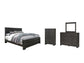 Cama King Brinxton con paneles, cómoda y espejo