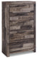 Cama Queen Derekson con 6 cajones, cómoda con espejo, cómoda y mesita de noche