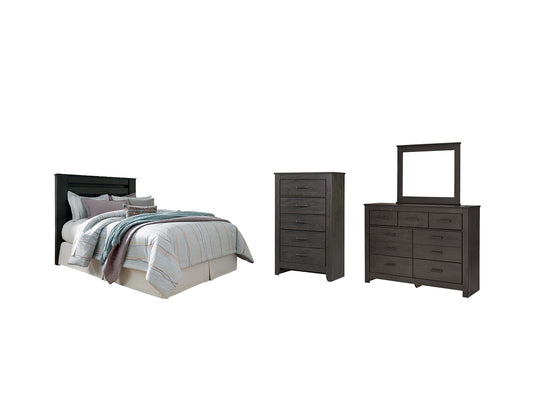 Cabecera con paneles Brinxton King/California King con tocador y cómoda con espejo