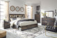 Cama con estantería Drystan King con 2 cajones de almacenamiento, cómoda con espejo y cómoda