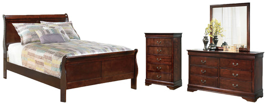 Cama tipo trineo Alisdair con cómoda y espejo