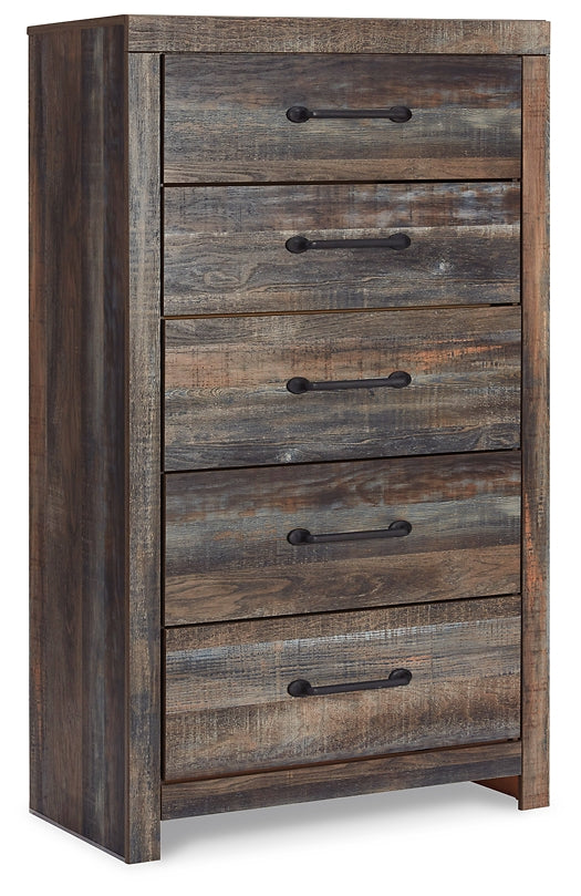 Cama Drystan King con paneles, cómoda y espejo