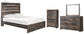 Cama con paneles Drystan, cómoda y espejo