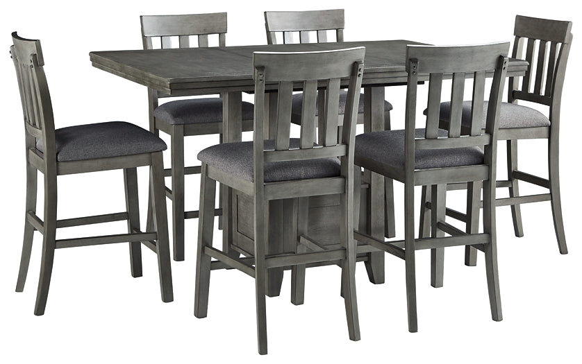 Ashley Express - Mesa de comedor Hallanden de altura de mostrador y 6 taburetes