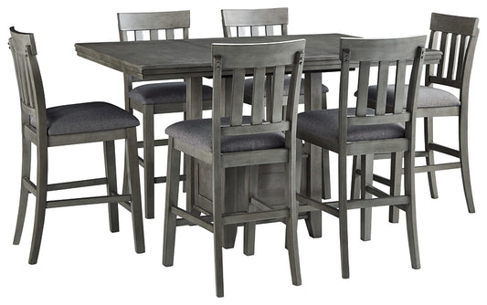 Ashley Express - Mesa de comedor Hallanden de altura de mostrador y 6 taburetes
